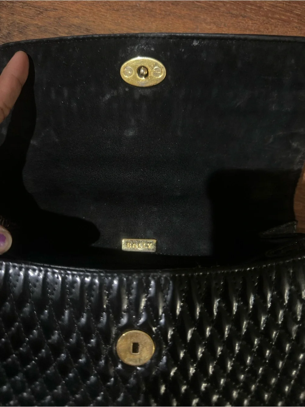 Vintage Bally Black Quilted Top-Handle Hobo Bag